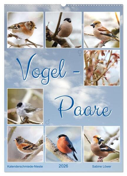 Vogel-Paare (Wandkalender 2026 DIN A2 hoch), CALVENDO Monatskalender