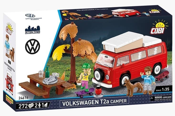 COBI Action Town 24616 - Volkswagen T2a Camper, Bausatz 1:35, 272 Klemmbausteine, 3 Figuren