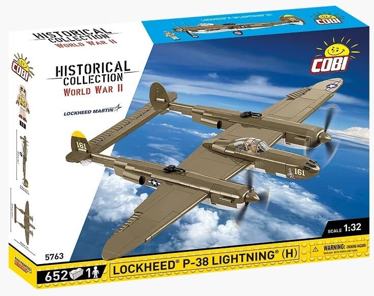 COBI Historical Collection 5763 - Lockheed P-38 Lightning (H), WWII, WWII, Bausatz 1:32, 650 Klemmbausteine/1 Figur