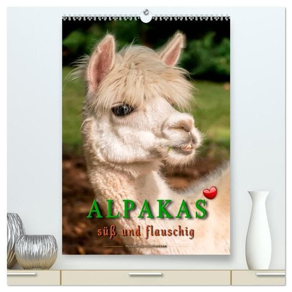 Alpakas - süß und flauschig (hochwertiger Premium Wandkalender 2026 DIN A2 hoch), Kunstdruck in Hoch
