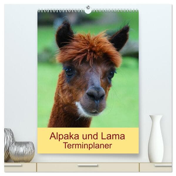 Alpaka und Lama Terminplaner (hochwertiger Premium Wandkalender 2026 DIN A2 hoch), Kunstdruck in Hoc