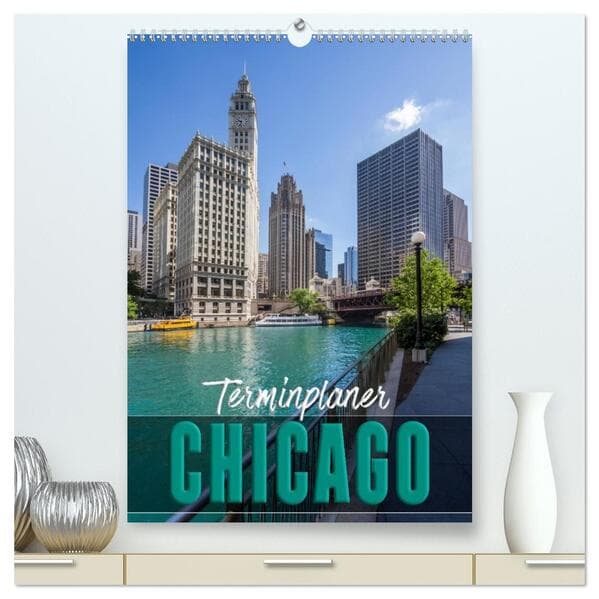 CHICAGO Terminplaner (hochwertiger Premium Wandkalender 2026 DIN A2 hoch), Kunstdruck in Hochglanz