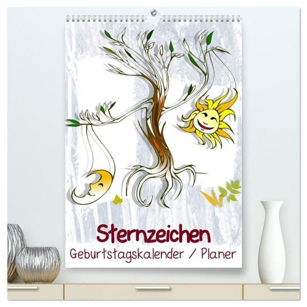 Sternzeichen Geburtstagskalender / Planer (hochwertiger Premium Wandkalender 2026 DIN A2 hoch), Kunstdruck in Hochglanz