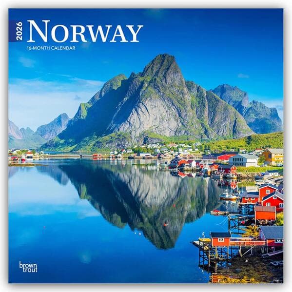 Norway 2026 12 X 24 Inch (Hanging) Monthly Square Wall Calendar Plastic-Free