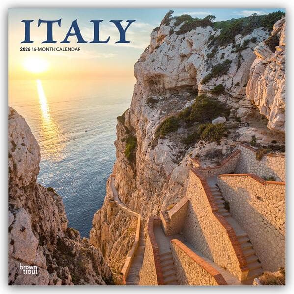 Italy 2026 12 X 24 Inch (Hanging) Monthly Square Wall Calendar Plastic-Free