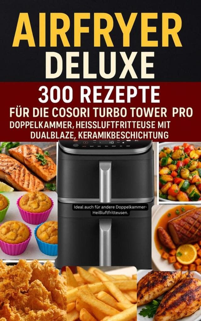 Airfryer Deluxe: Über 300 Rezepte für die COSORI Turbo Tower Pro - Doppelkammmer-Heißluftfritteuse mit DualBlaze, Keramikbeschichtung