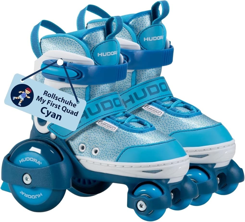 HUDORA 22063 - Rollschuh My First Quad, cyan, Gr. 26-29