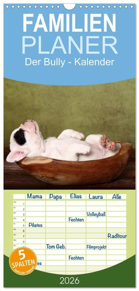 Familienplaner 2026 - Der Bully - Kalender Familienplaner hoch mit 5 Spalten (Wandkalender, 21 x 45 cm) CALVENDO