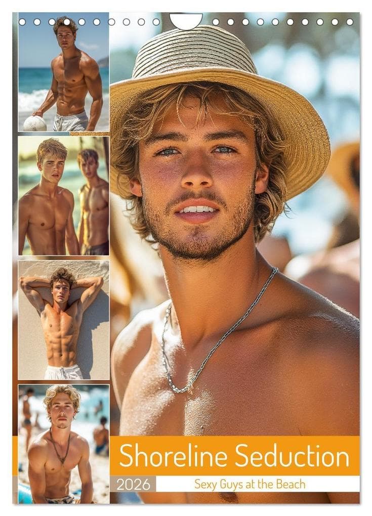 Shoreline Seduction - Sexy Guys at the Beach (Wall Calendar 2026 DIN A4 portrait), CALVENDO 12 Month Wall Calendar