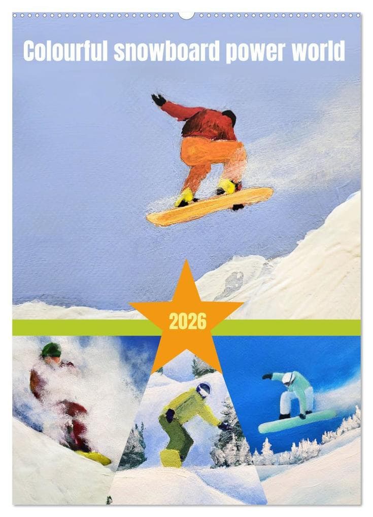 Colourful snowboard power world (Wall Calendar 2026 DIN A2 portrait), CALVENDO 12 Month Wall Calendar