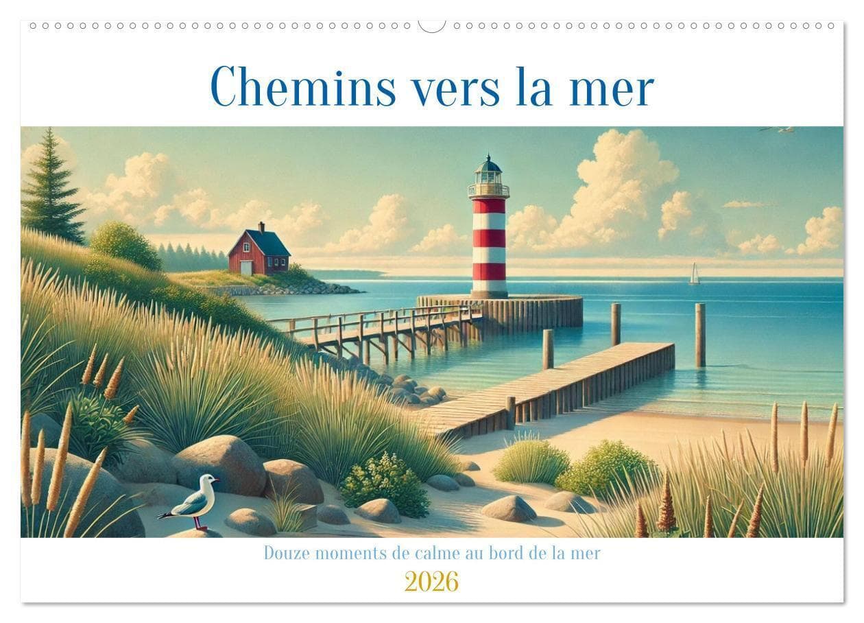 Chemins vers la mer (Calendrier mural 2026 DIN A2 vertical), CALVENDO calendrier mensuel