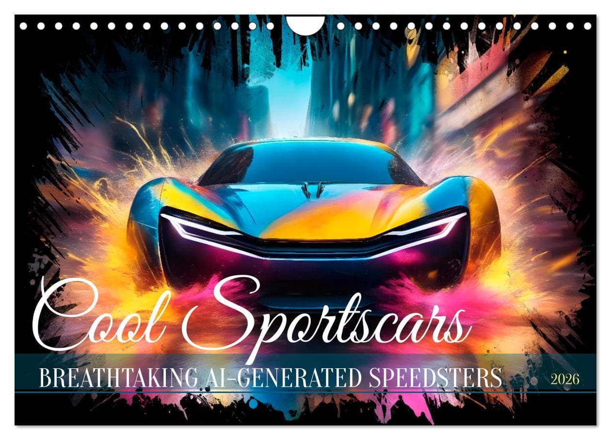 COOL SPORTSCARS Breathtaking AI-generated speedsters (Wall Calendar 2026 DIN A4 landscape), CALVENDO 12 Month Wall Calendar