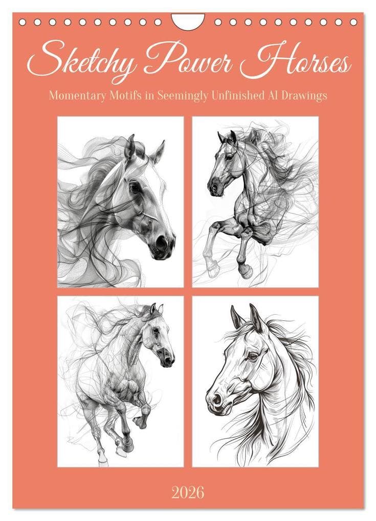 Sketchy Power Horses (Wall Calendar 2026 DIN A4 portrait), CALVENDO 12 Month Wall Calendar