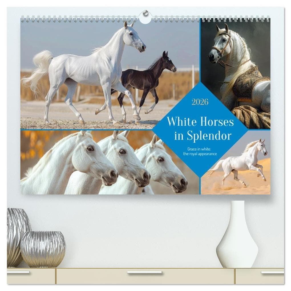 White Horses in Splendor (High Quality Premium Wall Calendar 2026 DIN A2 landscape),CALVENDO 12 Month Wall Calendar