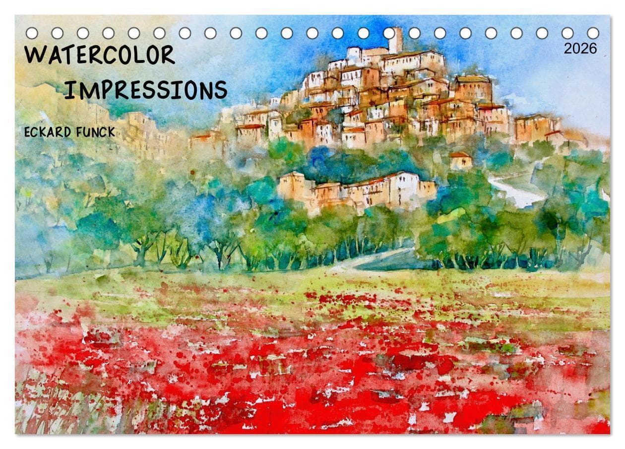WATERCOLOR IMPRESSIONS (Desk Calendar 2026 DIN A5 landscape), CALVENDO 12 Month DeskCalendar