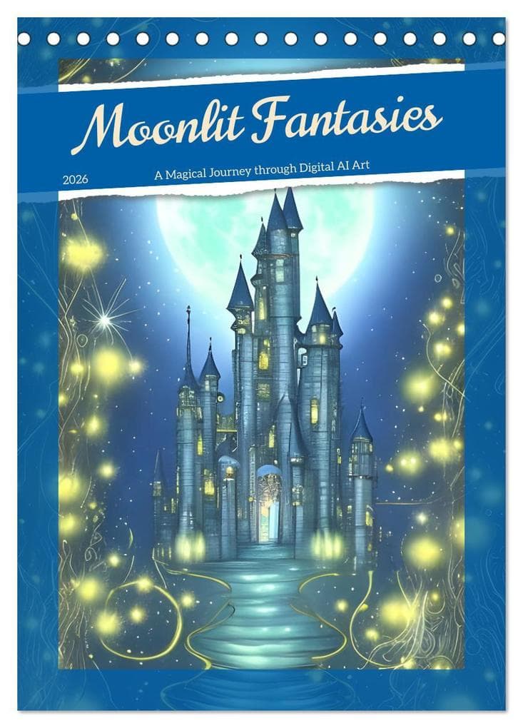 Moonlit Fantasies (Desk Calendar 2026 DIN A5 portrait), CALVENDO 12 Month DeskCalendar