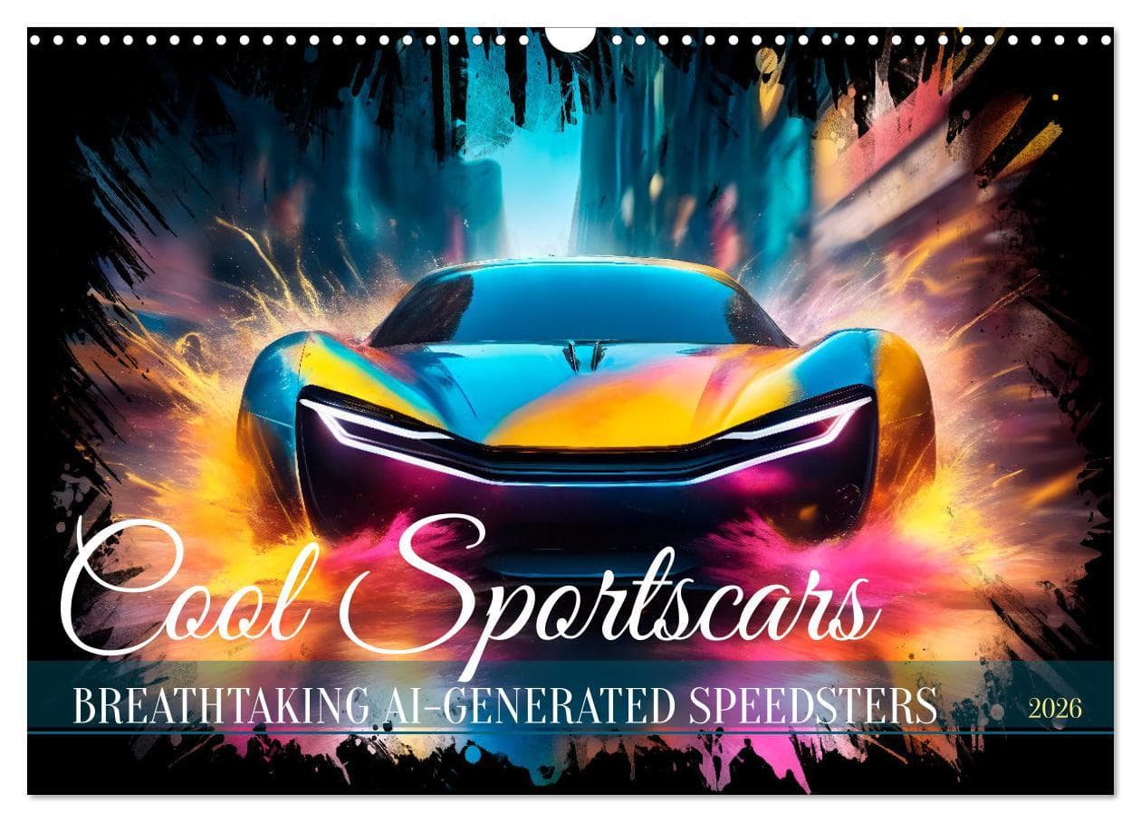 COOL SPORTSCARS Breathtaking AI-generated speedsters (Wall Calendar 2026 DIN A3 landscape), CALVENDO 12 Month Wall Calendar