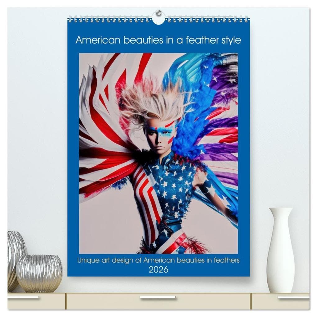American beauties in a feather style (High Quality Premium Wall Calendar 2026 DIN A2 portrait),CALVENDO 12 Month Wall Calendar