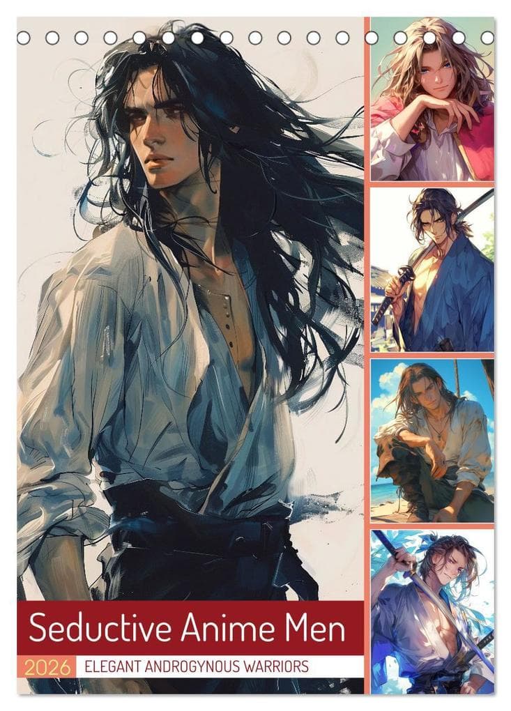 Seductive Anime Men (Desk Calendar 2026 DIN A5 portrait), CALVENDO 12 Month DeskCalendar