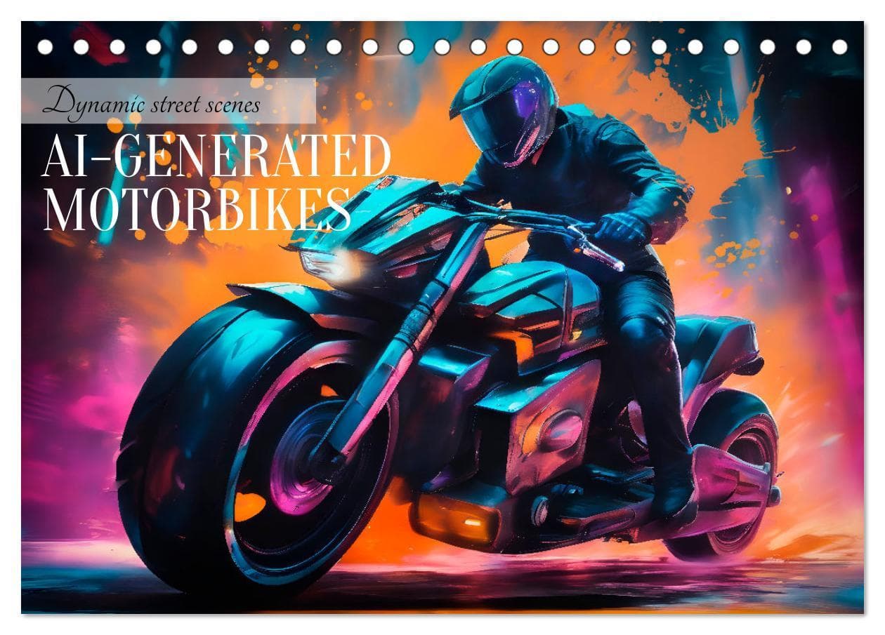 DYNAMIC STREET SCENES AI-generated motorbikes (Desk Calendar 2026 DIN A5 landscape), CALVENDO 12 Month DeskCalendar