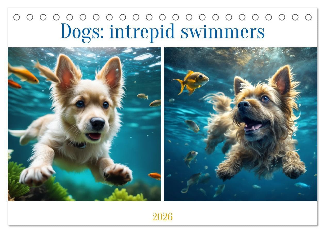 Dogs: intrepid swimmers (Desk Calendar 2026 DIN A5 landscape), CALVENDO 12 Month DeskCalendar