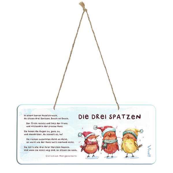 Deko-Schild »Die drei Spatzen« aus Metall