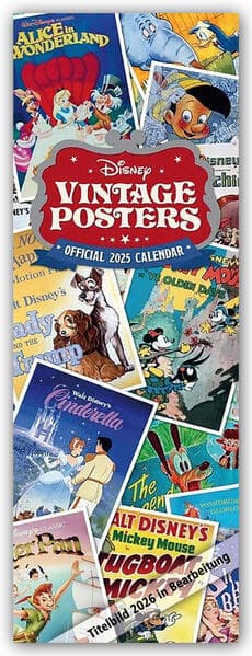 Disney Vintage Posters - Original Disney Filmplakate 2026 - Slimline-Kalender