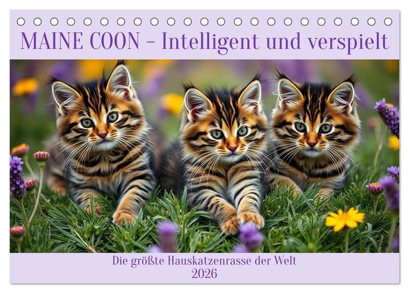 Maine Coon - Intelligent und verspielt (Tischkalender 2026 DIN A5 quer), CALVENDO Monatskalender