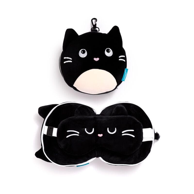 Relaxeazzz Plüsch Feline Fine Katze Reisekissen & Schlafmaske