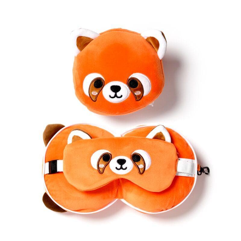 Relaxeazzz Plüsch Roter Panda Reisekissen & Schlafmaske