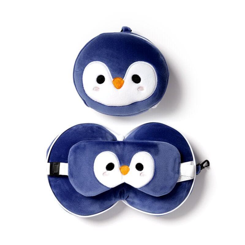 Relaxeazzz Plüsch Pinguin Reisekissen & Schlafmaske