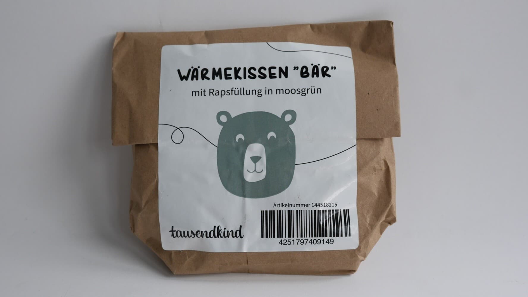 Wärmekissen BÄR mit Rapsfüllung in moosgrün