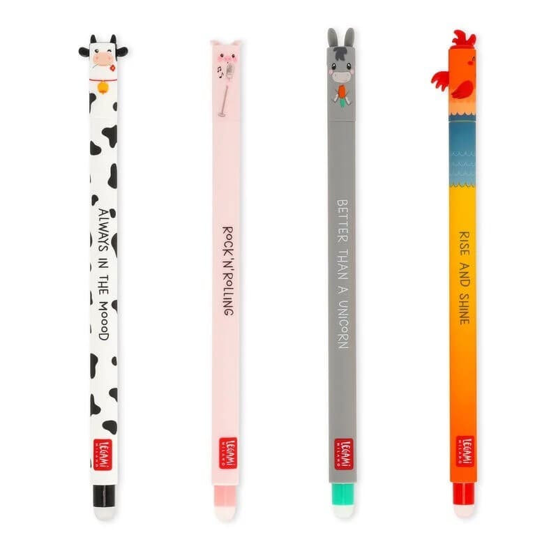 Legami Gelstifte Erasable Pens - Farm Sweet Farm - 4er Set