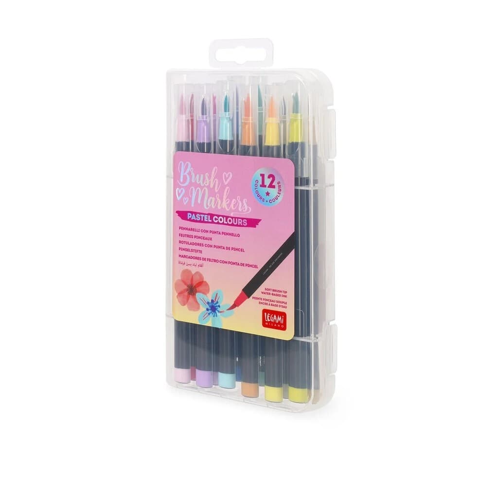 Legami Filzstiften mit Pinselspitze - Brush Markers Pastello, 12er Set