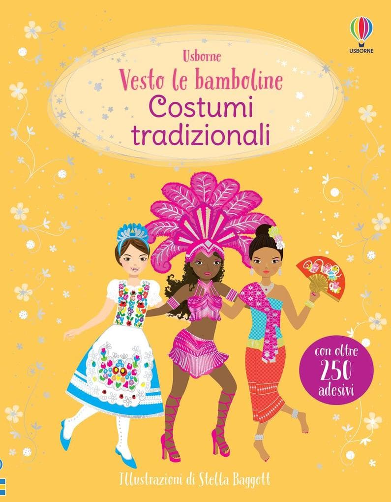 Costumi tradizionali. Vesto le bamboline. Con adesivi