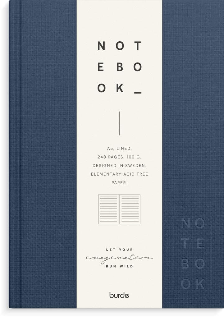 Burde Notizbuch Textil dunkelblau liniert A5: Edles Notizbuch eingebunden in feinen Leinen.