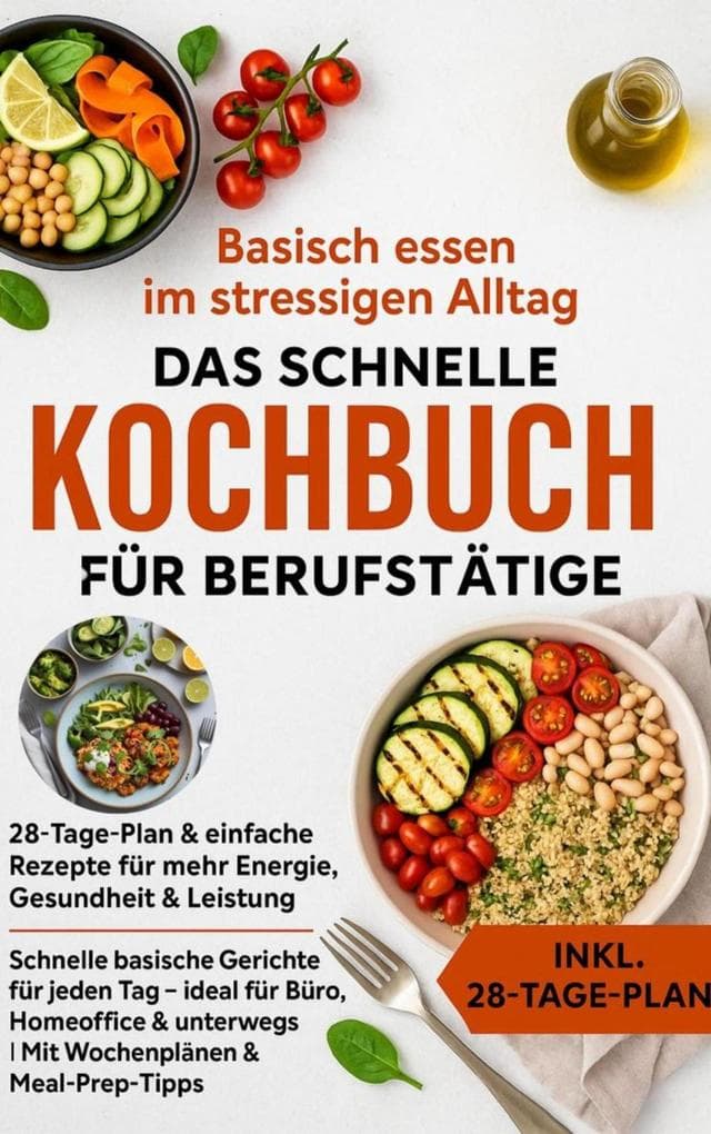 Basisch essen im stressigen Alltag - Das schnelle Kochbuch für Berufstätige: 28-Tage-Plan & einfache Rezepte für mehr Energie, Gesundheit & Leistung