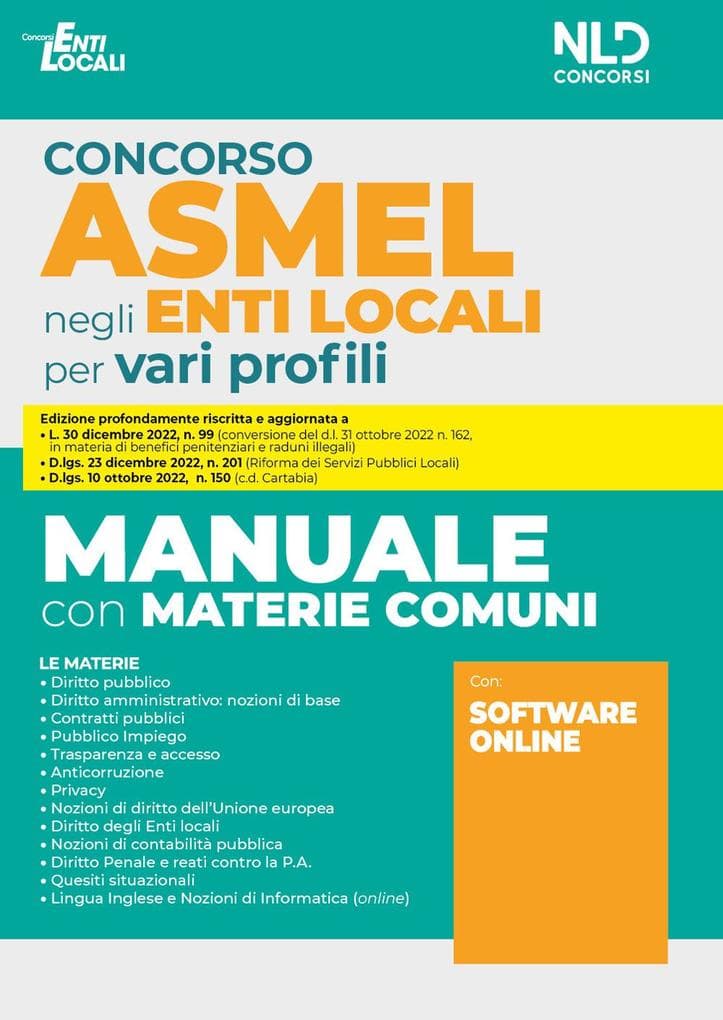 Concorso Asmel negli enti locali per vari profili. Manuale con materie comuni