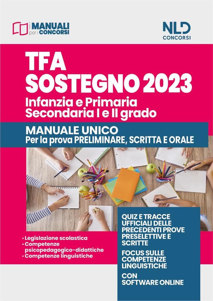 TFA sostegno 2023. Infanzia, Primaria e Secondaria (I e II grado). Prova scritta e orale