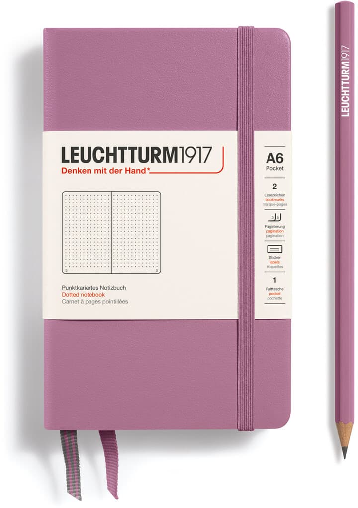 Notizbuch Pocket (A6), Hardcover, 187 nummerierte Seiten, Dusty Rose, Dotted