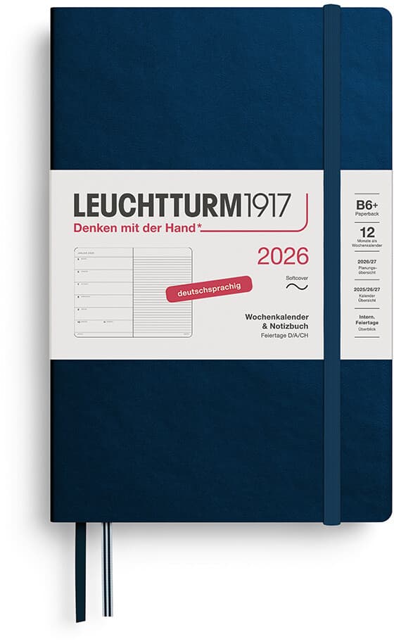 Wochenkalender und Notizbuch Paperback (B6+) 2026, Softcover, Deep Sea, Deutsch