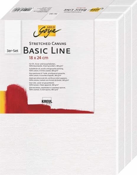 KREUL SOLO GOYA Stretched Canvas Basic Line, Keilrahmen 3er Set, 18 x 24 cm