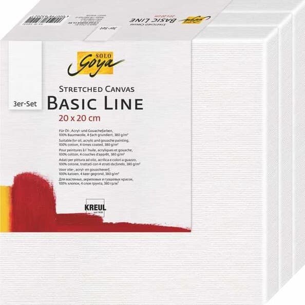 KREUL SOLO GOYA Stretched Canvas Basic Line, Keilrahmen 3er Set, 20 x 20 cm
