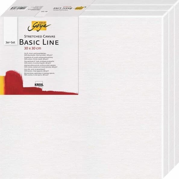 KREUL SOLO GOYA Stretched Canvas Basic Line, Keilrahmen 3er Set, 30 x 30 cm