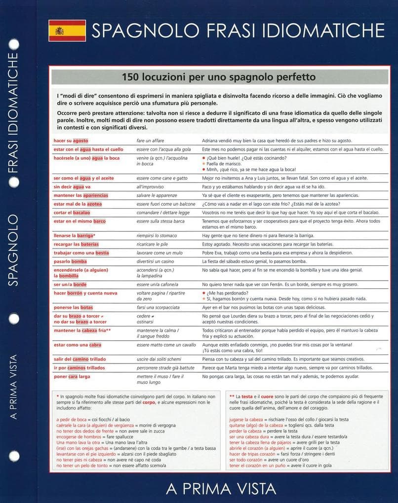 A prima vista. Spagnolo: frasi idiomatiche