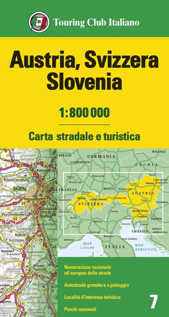 Austria, Svizzera, Slovenia 1:800.000. Carta stradale e turistica
