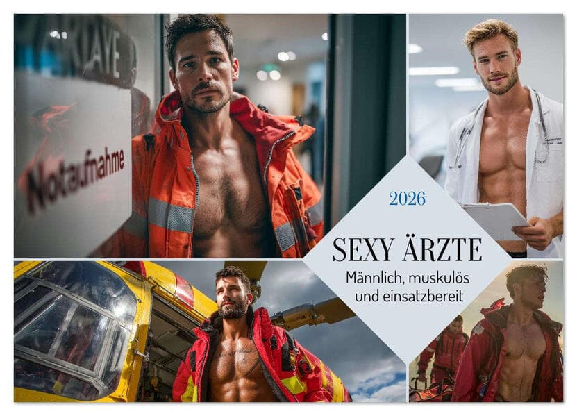 SEXY ÄRZTE - Männlich, muskulös und einsatzbereit (Wandkalender 2026 DIN A2 quer), CALVENDO Monatskalender