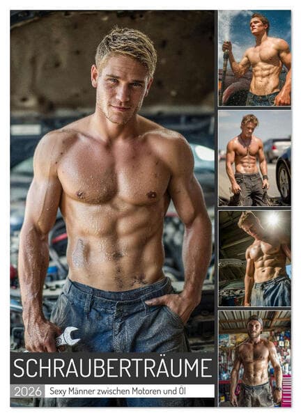 Schrauberträume - Sexy Männer zwischen Motoren und Öl (Wandkalender 2026 DIN A3 hoch), CALVENDO Monatskalender