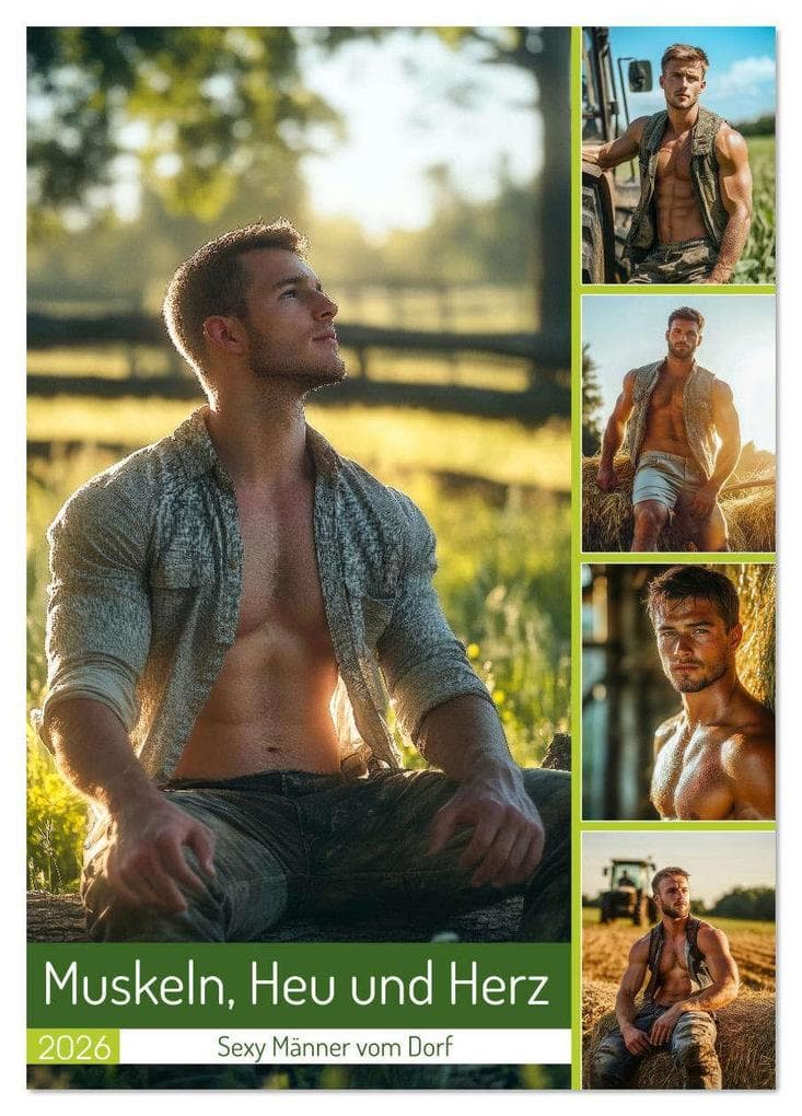 Muskeln, Heu und Herz - Sexy Männer vom Dorf (Tischkalender 2026 DIN A5 hoch), CALVENDO Monatskalender