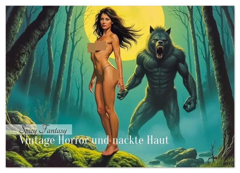Spicy Fantasy - Vintage Horror und nackte Haut (Wandkalender 2026 DIN A2 quer), CALVENDO Monatskalender